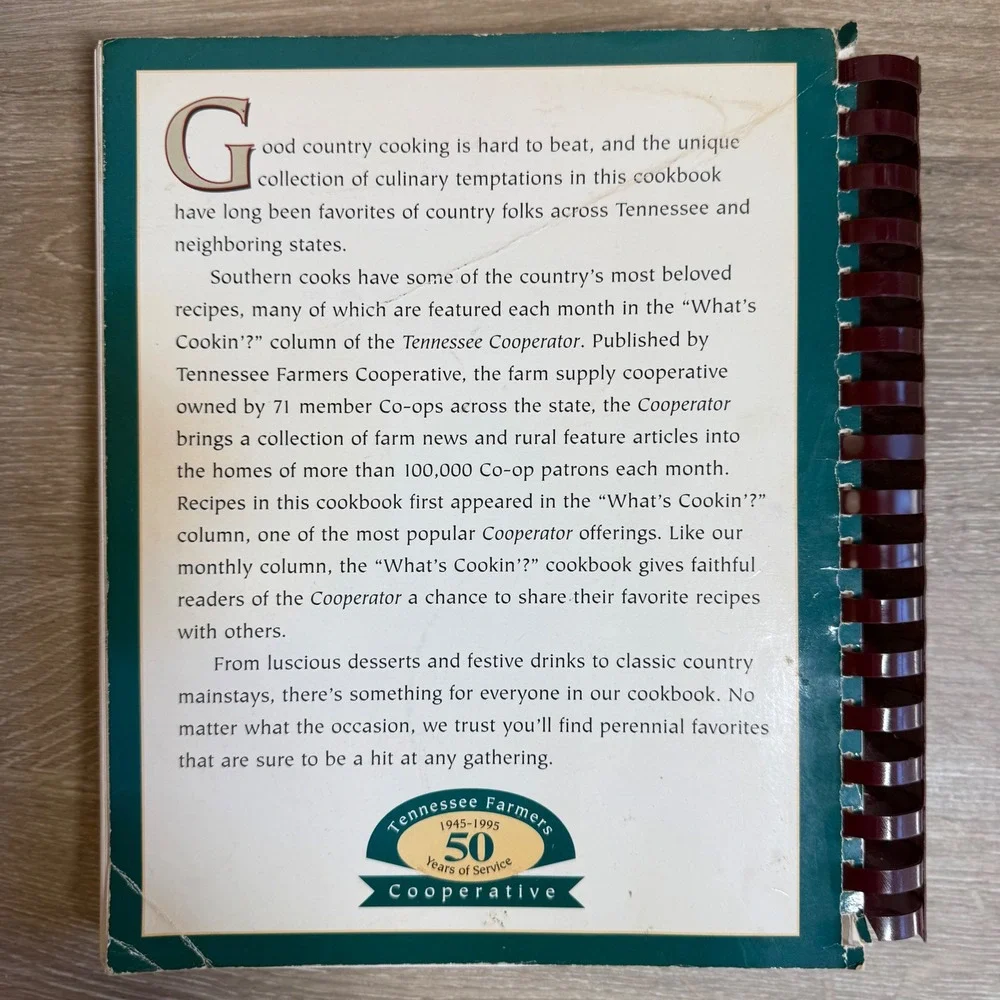 Tennessee Farmers Cooperative 50th Anniversary What's Cookin' Cookbook 1995